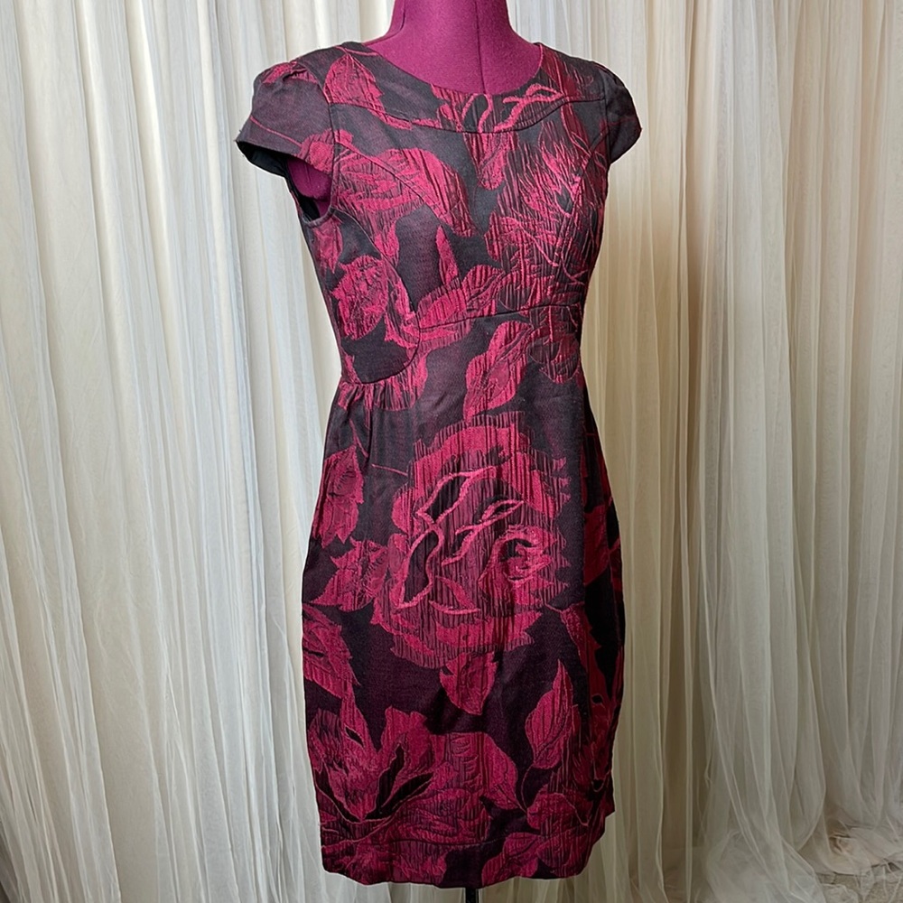 Taylor Burgundy Red & Black Floral Dress